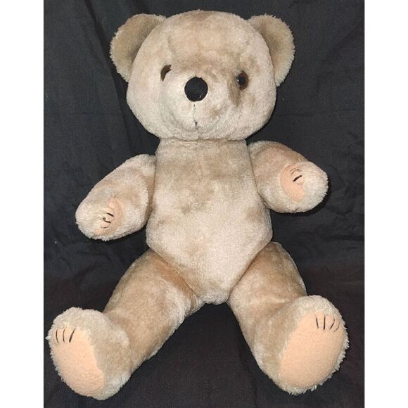 Vintage Plush Bear with Glass Eyes, Posable Arms and Legs 17" - Picture 1 of 3